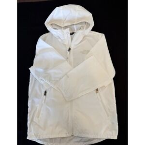 North Face Youth Junior Hooded White Dune WindWall Full Zip Rain Jacket M 10/12